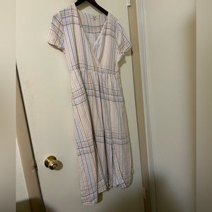Madewell Plaid multicolor linen blend wrap dress